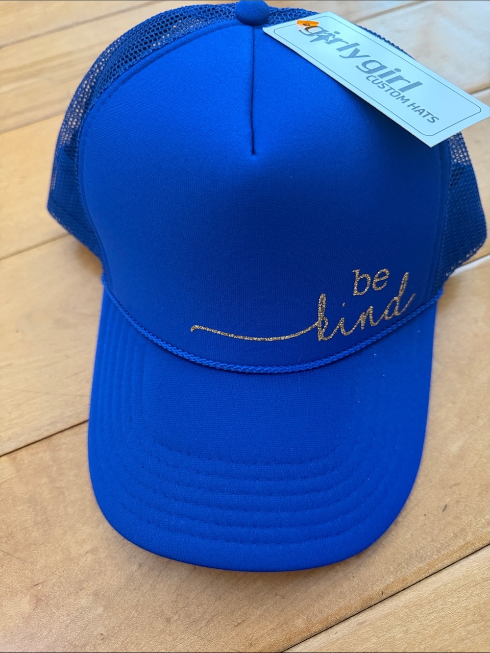 Be Kind Trucker Hat with gold glitter NWT